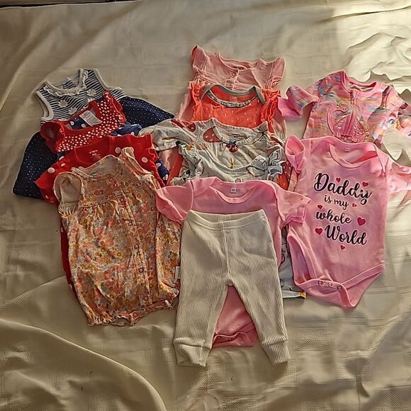Carter's Baby Girl Oncies Bundle Of 12 Lot 6-9 Months - Picture 1 of 12